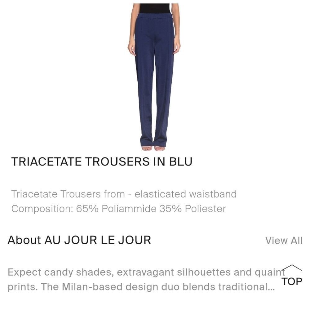 Au Jour Le Jour Blue Triacetate Trousers XS - Picture 13 of 13